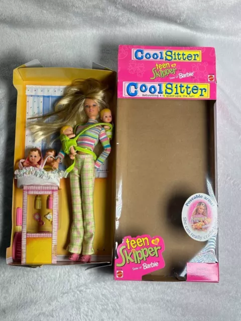 NIB Barbie Cool Sitter Teen Skipper with Twin Baby Dolls 1998 Mattel #26756