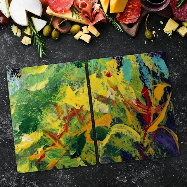 Planche à Découper En Verre 60x52 Cm - Motif Chien Abstract - Coloray