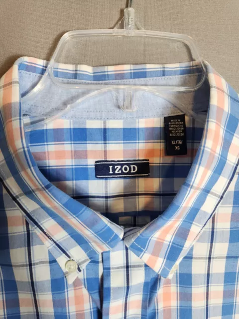 IZOD SHIRT MEN'S Collared Plaid Short Sleeve Button Down Size XL $12.99 ...