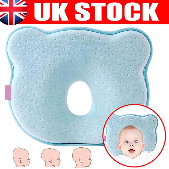 Baby Infant Memory Foam Pillow Newborn Pillows Prevent Flat Head Support Help UK
