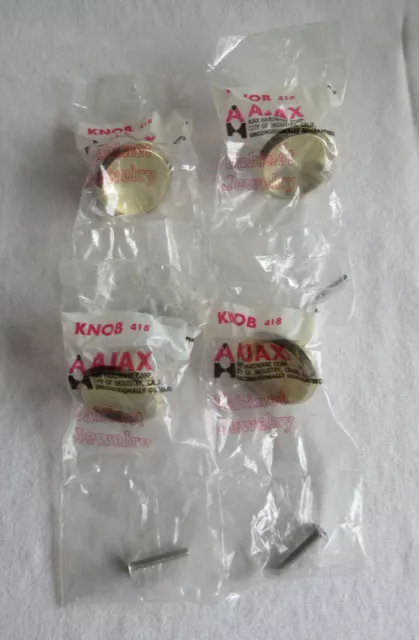 NOS Vintage Ajax Hardware Concave Knobs pull Lot of 4 - 1 1/2" Cabinet cupboard