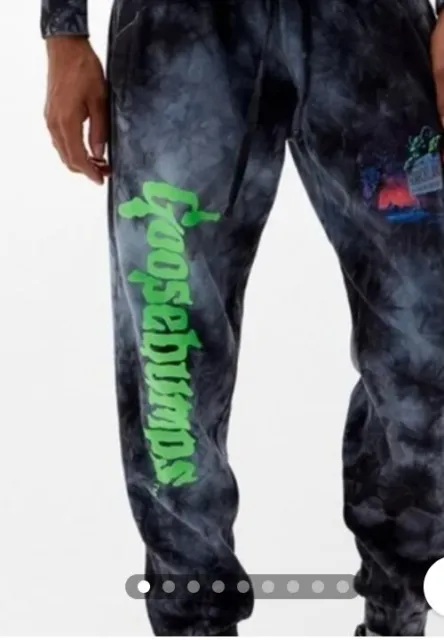 Goosebumps Men's Logo Tie Dye Jogger Pants Black Gray PacSun Band Ankle M NWT