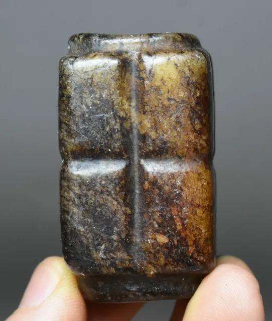 5CM China Hongshan Culture Old Jade Carved Feng Shui Yu Cong Zong Amulet Pendant