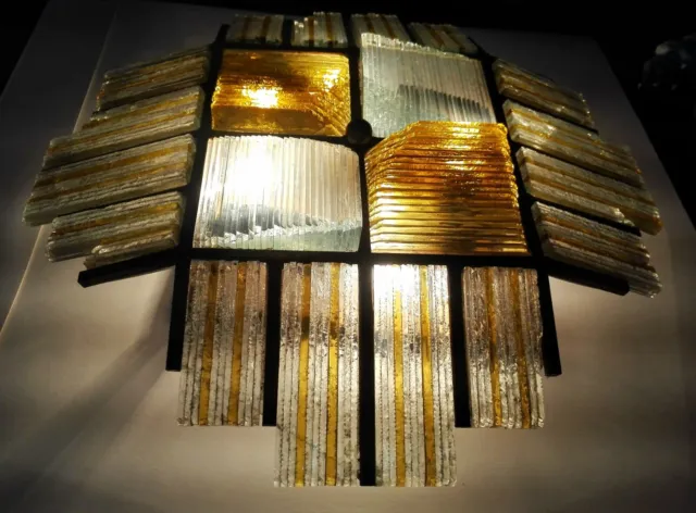 Plafoniera, Applique Poliarte, vetro Murano, 4 luci, dimensioni 37 X 37 cm