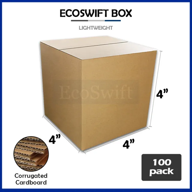 100 4x4x4 EcoSwift Cardboard Packing Moving Shipping Boxes Corrugated Box Carton