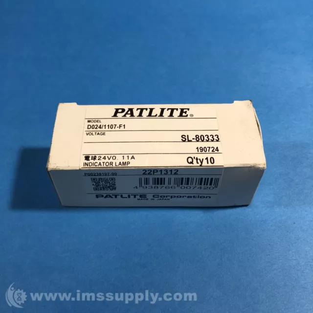 Patlite D024/1107-F1 Box of 10 Light Bulbs FNFP