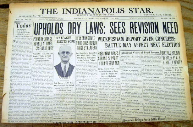 BEST 1931 headline display newspaper w WIDESPREAD DISREGARD of PROHIBITION LAWS