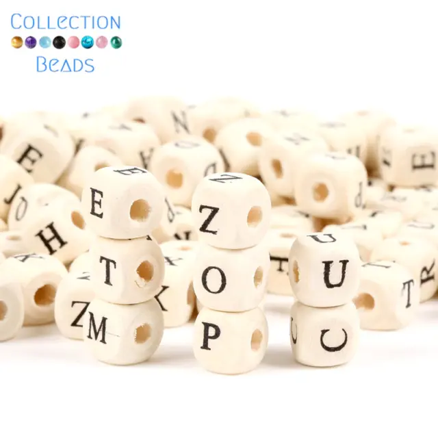 50-200Pcs Natural Mixed Wooden Letter Alphabet Beads Loose Spacer Beads for DIY