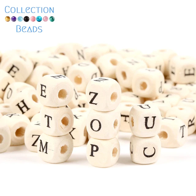 50-200Pcs Natural Mixed Wooden Letter Alphabet Beads Loose Spacer Beads for DIY