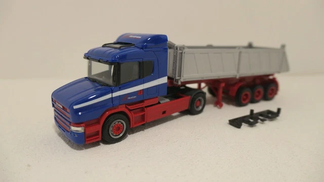 Miniature Herpa 1/87 – Scania R13 Semi-remorque Singer, échelle HO, Fabrication Allemande