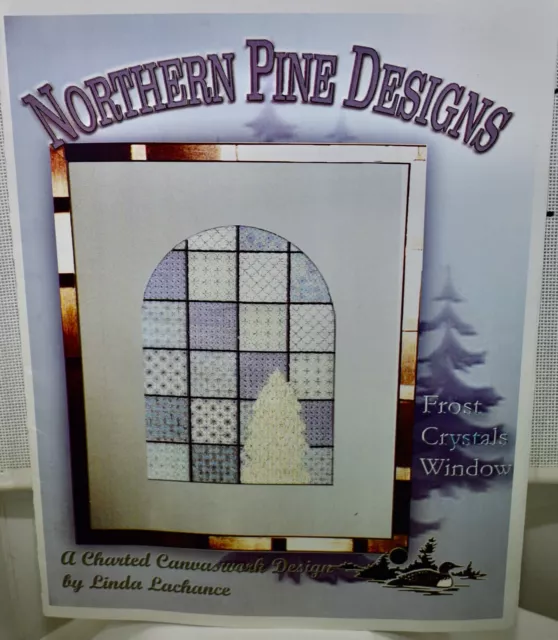 "Frost Crystals Window" Northern Pine canvas needlepoint kit - started