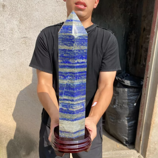 14.7lb Large Natural Lapis lazuli quartz crystal obelisk point wand aura healing