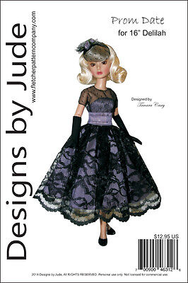 Ballo Appuntamento Bambola Abbigliamento Cartamodello Per 16 " Delilah Noir