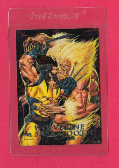 1992 Marvel Masterpieces Battle Spectra Etch WOLVERINE vs SABRETOOTH card #3-D