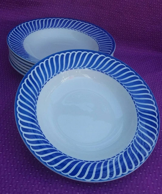 Assiette Creuse Vintage Arcopal Bleu Et Liseré Doré