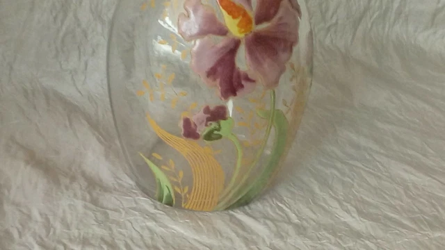 Carafe En Verre Emaille Decor Floral Legras ? Art Nouveau** 3