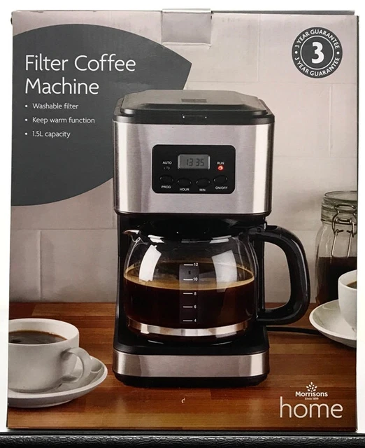 MORRISONS DIGITAL FILTER Coffee Machine with Timer 1.5L 900W keep warm