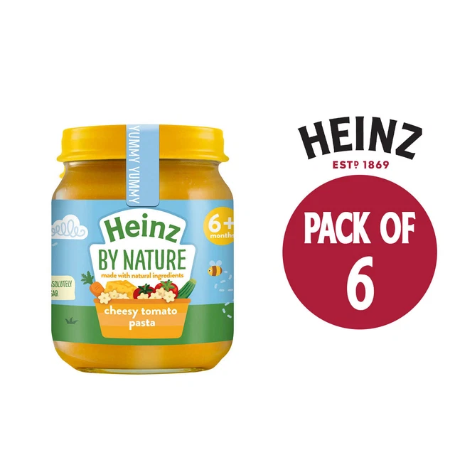 HEINZ BABY FOOD Tomato Pasta Cheesy From 6+ Months Pack of 6 Jars 120g
