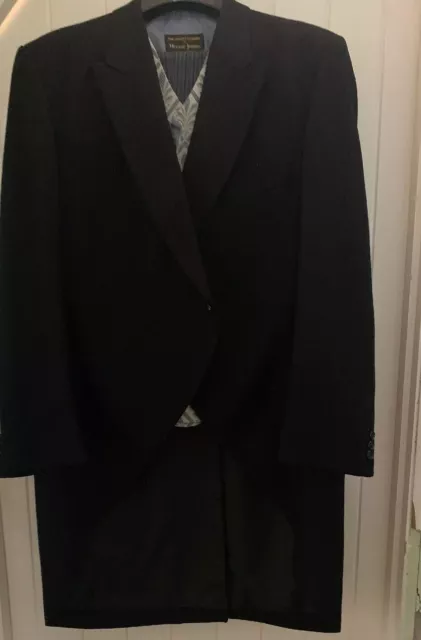 Black & Blue Men’s Tailcoat 3 Piece Wedding Suit  Prom Blazer By Hector James