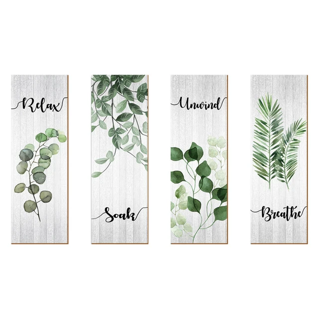 4 piezas Letrero de puerta de baño de madera Colgante de madera Decoración del hogar Verano