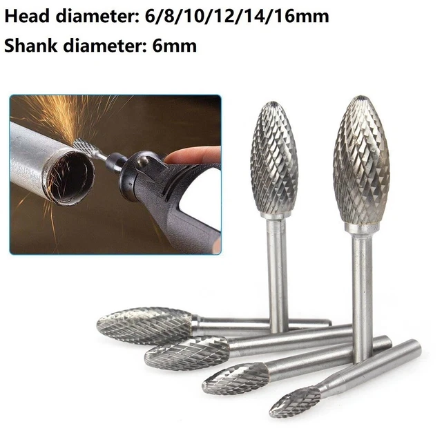 Taladro giratorio casa de jardín Burrs carburo de tungsteno 6 mm taller de talla