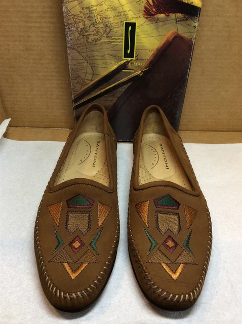 New Santoni Aztec 8.5 M brown lazer baseball nubuck leather [456R}