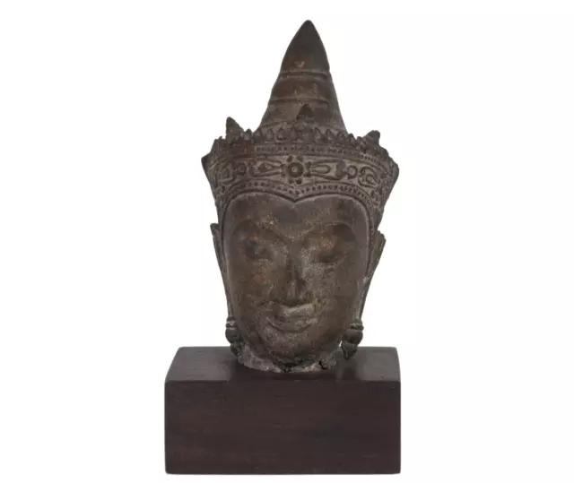 Antique Head One Buddha. Bronze. Thailand. Ayutthaya. Approx. 16 17. Century