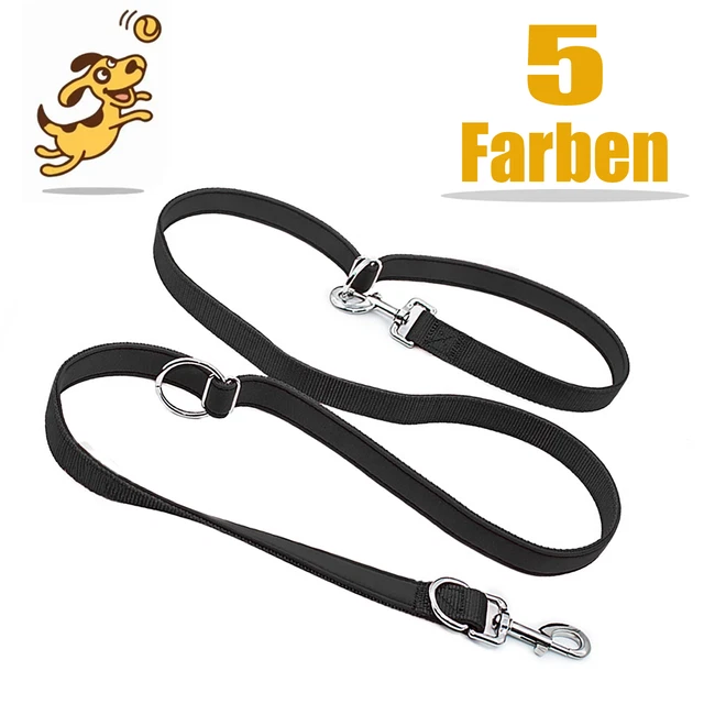 looxmeer® Hundeleine Doppelleine Verstellbar Führleine Trainingsleine Nylon, 2M