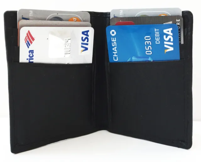 Black Men's Leather Bifold Wallet 6 Credit Card Front Pocket Holder