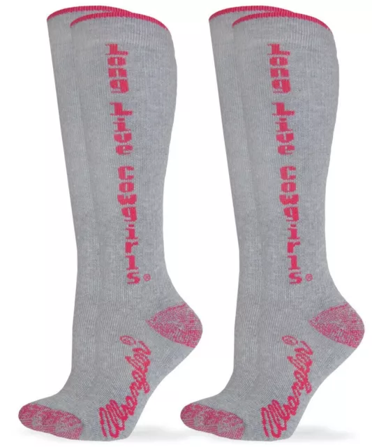 Wrangler Womens Merino Wool Seamless Cowgirl Boot Tall Knee High Long Socks 2PK