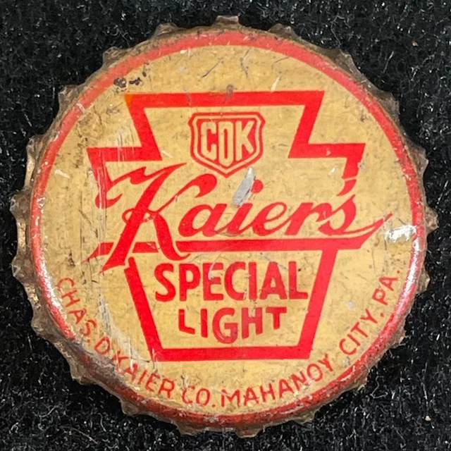 Kaier's Special Cork Cone Top Beer Can Bottle Cap ~ Mahanoy City Pennsylvania Pa