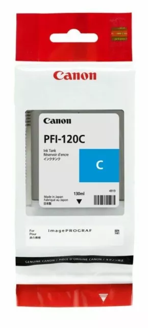 Ink Jet Ciano Originale Canon Pfi120  2886C001 Imageprograf 300 Mfp L36El 130 Ml
