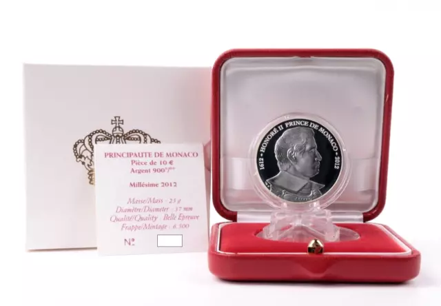 Monaco 10 Euro 2012 Honore II. Silber PP / Proof mit OVP und Zertifikat