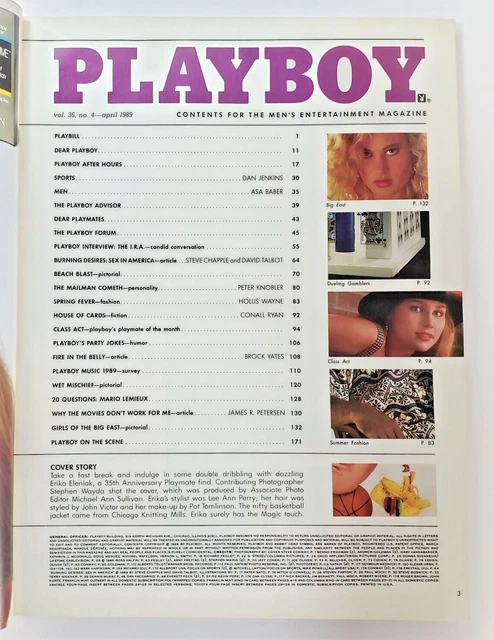 PLAYBOY MAGAZINE ERIKA ELENIAK avril 1989 playmate JENNIFER LYN JACKSON
