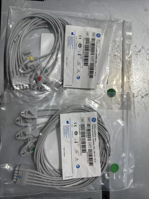 OEM GE 2106389-004 ECG Leadwire Set, 5-Lead, Grouped, Grabber,iec 130cm (2units)