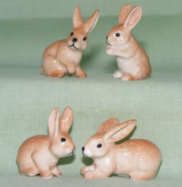 Klima Miniature Porcelain Animals Set of 4 Mini Fawn Rabbits X880