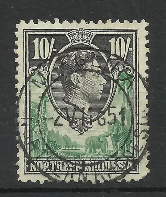 NORTHERN RHODESIA 1938/52 Sg 44, 10/- Green & Black, Good used. {B12-497}