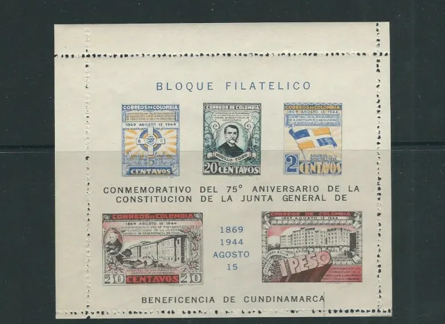Colombia 1944 75th Jubiläum Benevolent Associations Cundinamarca (Sc 512a) VF