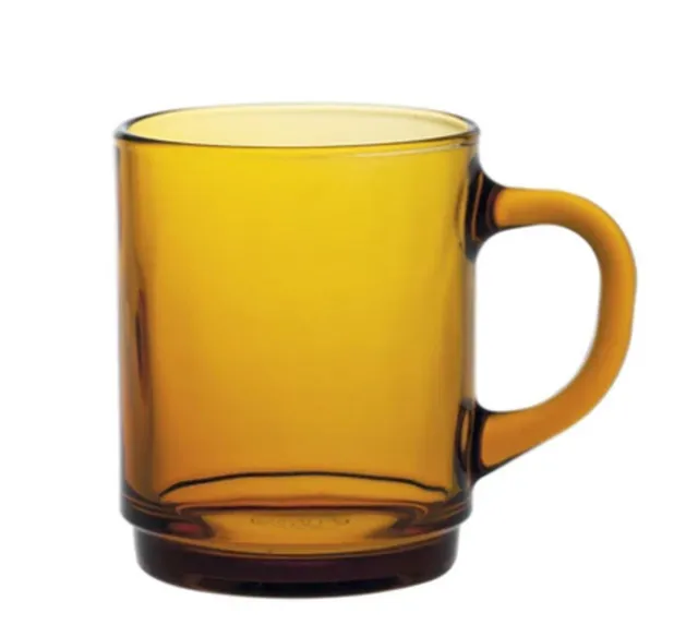 6x Duralex Amber Stackable coffee tea mugs 260ml VERSAILLES