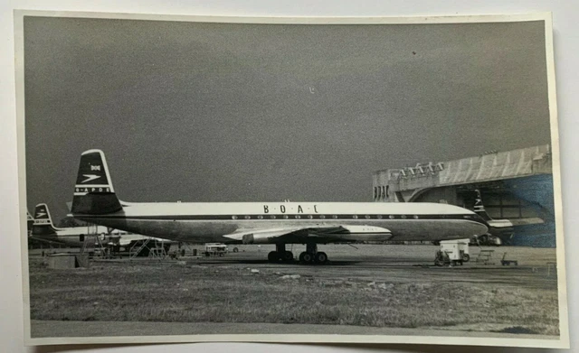 Vintage 1959 3x5 B&W Photo London Airport BOAC Airlines Comet Jetliner airliner