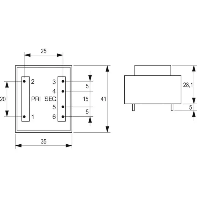 Block VC 3,2/2/12 Transformateur pour circuits imprimés 1 x 230 V 2 x 12 V/AC 2