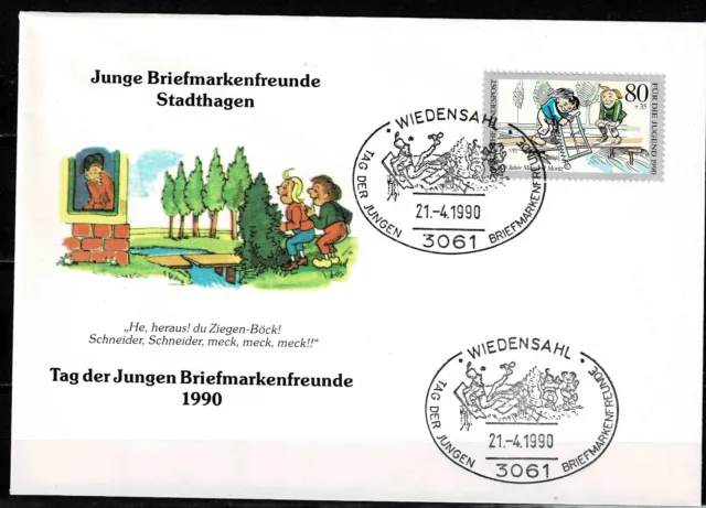 Bund MiNr. 1457 EF Schmuck-Umschlag Sst. 3061 Wiedensahl (090) - Max und Moritz
