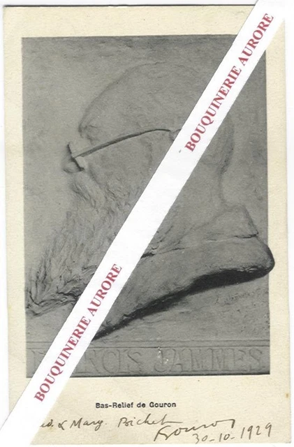 Carte postale ancienne autographe signée de GOURON, sculpteur 1929