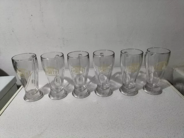 Set Completo 6 Bicchieri Di Vetro Pubblicitari Birra Angelo Poretti Valganna