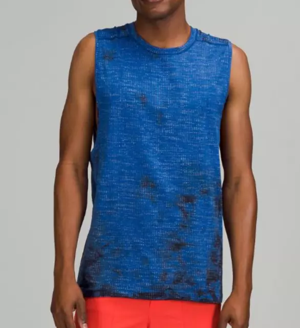 New Lululemon Mens Metal Vent Tech Sleeveless Large L Tank Top $69 Blue