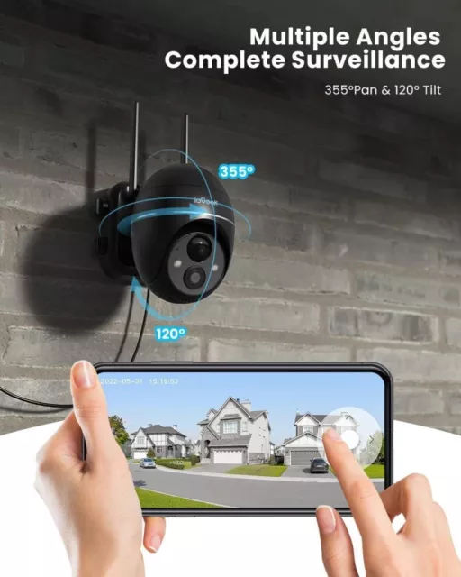 ieGeek 360° Security Camera Outdoor Wireless Battery Powered 2K WiFi PIR 2