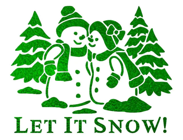 PAREJA DE HOMBRES DE NIEVE Let It Snow Navidad 8"" x 10"" plantilla de vacaciones hoja de plástico S206