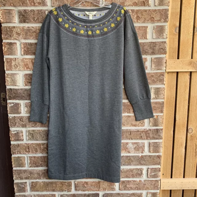 NWT Matilda Jane Just Imagine Cozy Sweater Dress with Pockets Floral Gray Size M