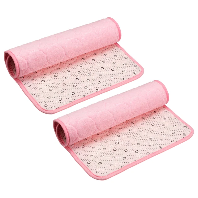 Tappeto doccia bagno 2 pz, 15,7"" x 24"" pile corallo tappetini antiscivolo lavabili - rosa