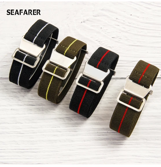 60's French Army Parachute Elastic Nylon Watchband for Seiko Water Ghost Tudor